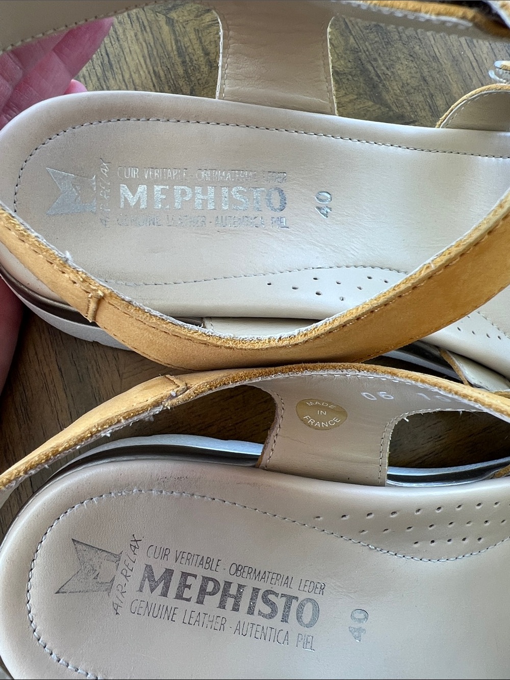 Mephisto Women’s Yellow Leather Velcro Sandals 40 = Size 9 - Picture 8 of 12